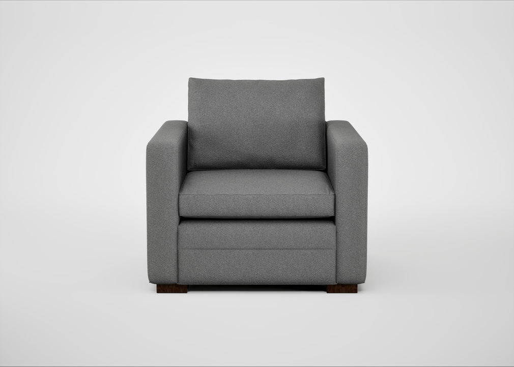 Palermo Armchair St Moritz Wool Light Grey / Walnut and Brass