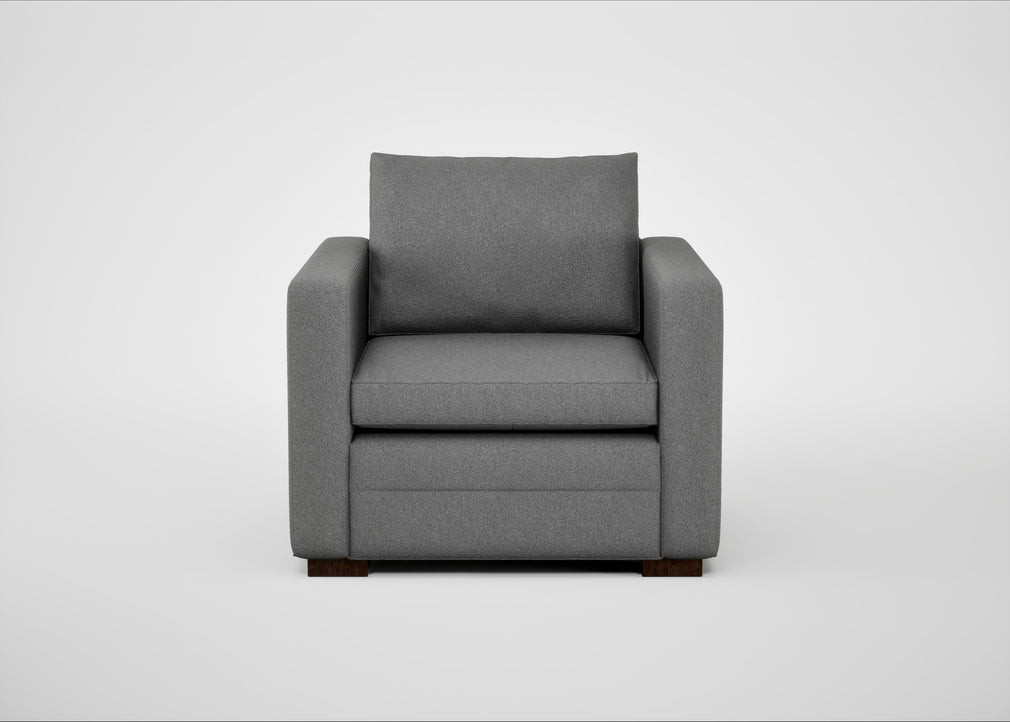 Palermo Armchair St Moritz Wool Light Grey / Walnut