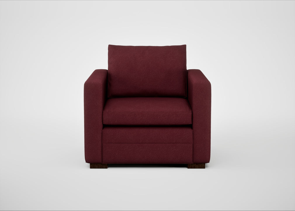 Palermo Armchair St Moritz Wool Red / Walnut and Brass
