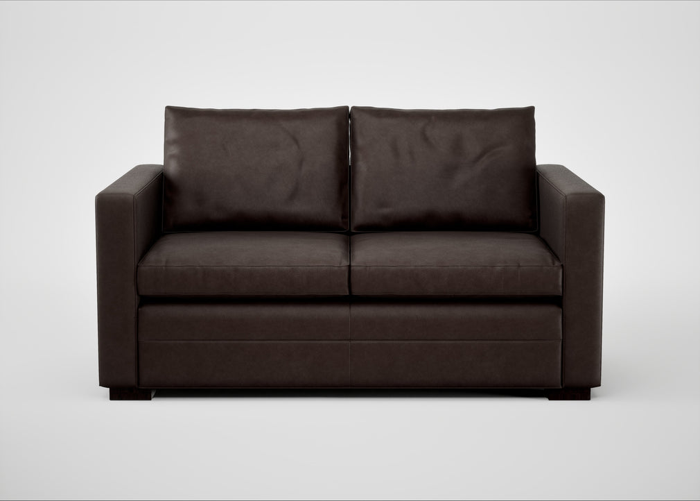 Palermo 2 Seater Sofa Leather Grain Chocolate 066 / Black
