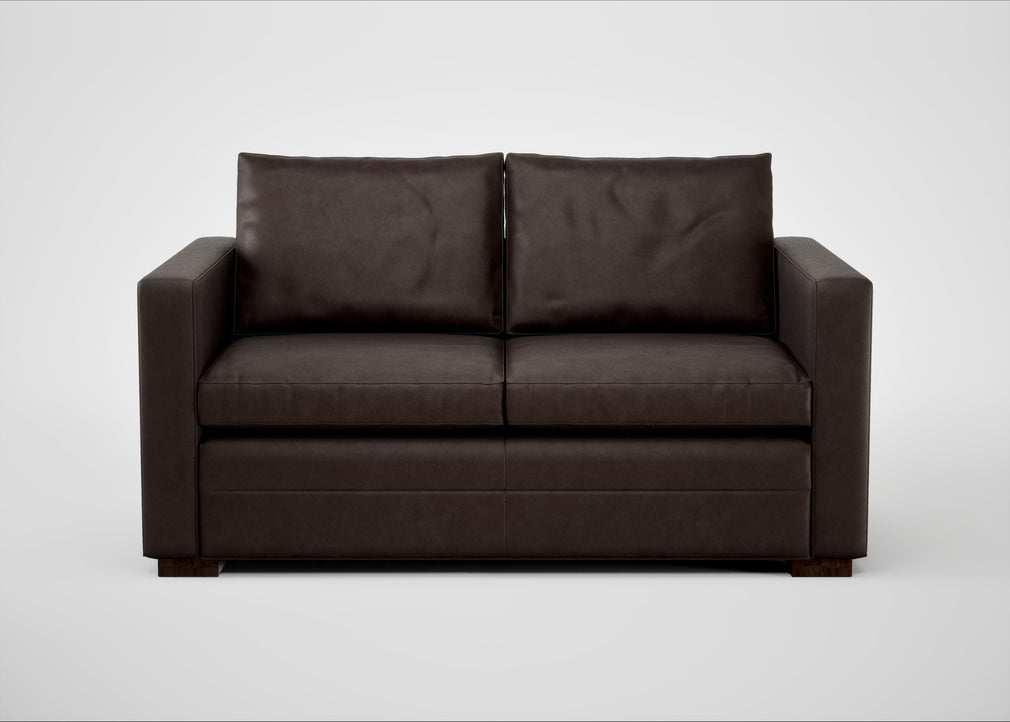 Palermo 2 Seater Sofa Leather Grain Chocolate 066 / Walnut and Brass