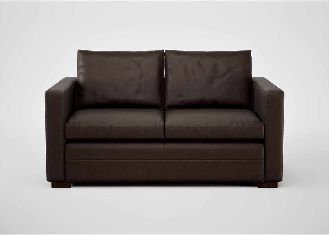 Palermo 2 Seater Sofa Leather Grain Chocolate 066 / Walnut and Brass