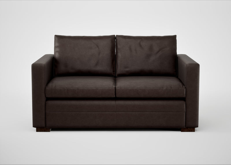 Palermo 2 Seater Sofa Leather Grain Chocolate 066 / Walnut and Brass