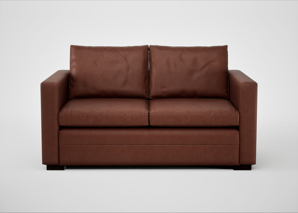 Palermo 2 Seater Sofa Leather Grain Dark Brown 068 / Black