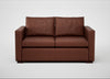 Palermo 2 Seater Sofa Leather Grain Dark Brown 068 / Walnut and Brass