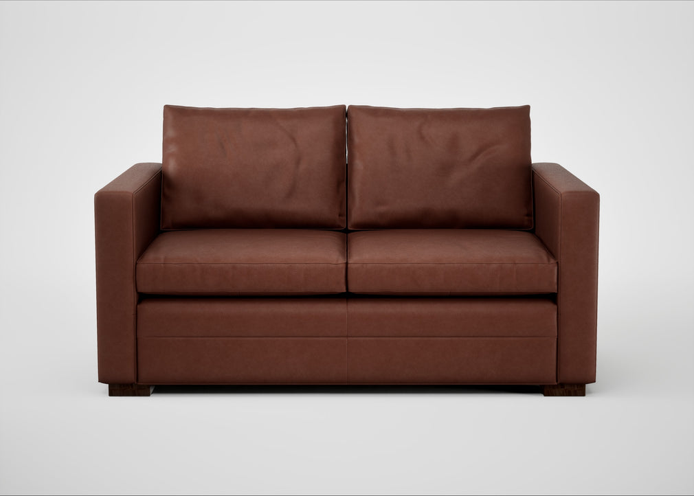 Palermo 2 Seater Sofa Leather Grain Dark Brown 068 / Walnut