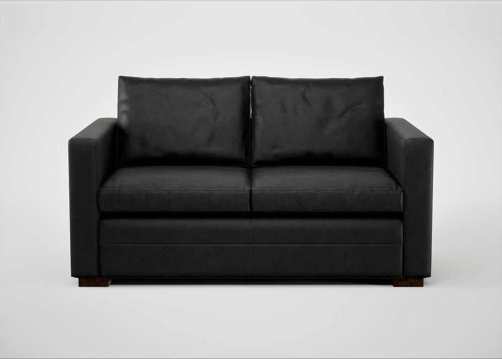 Palermo 2 Seater Sofa Leather Grain Graphite 063 / Walnut and Brass