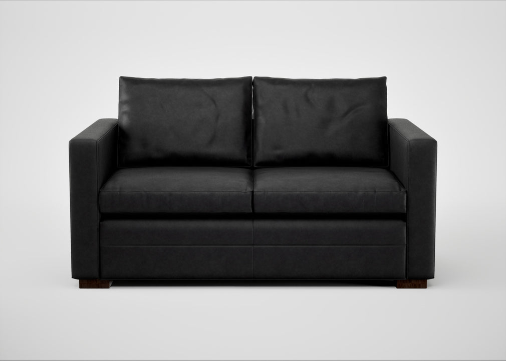Palermo 2 Seater Sofa Leather Grain Graphite 063 / Walnut