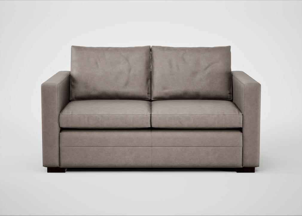 Palermo 2 Seater Sofa Leather Grain Light Grey 060 / Black