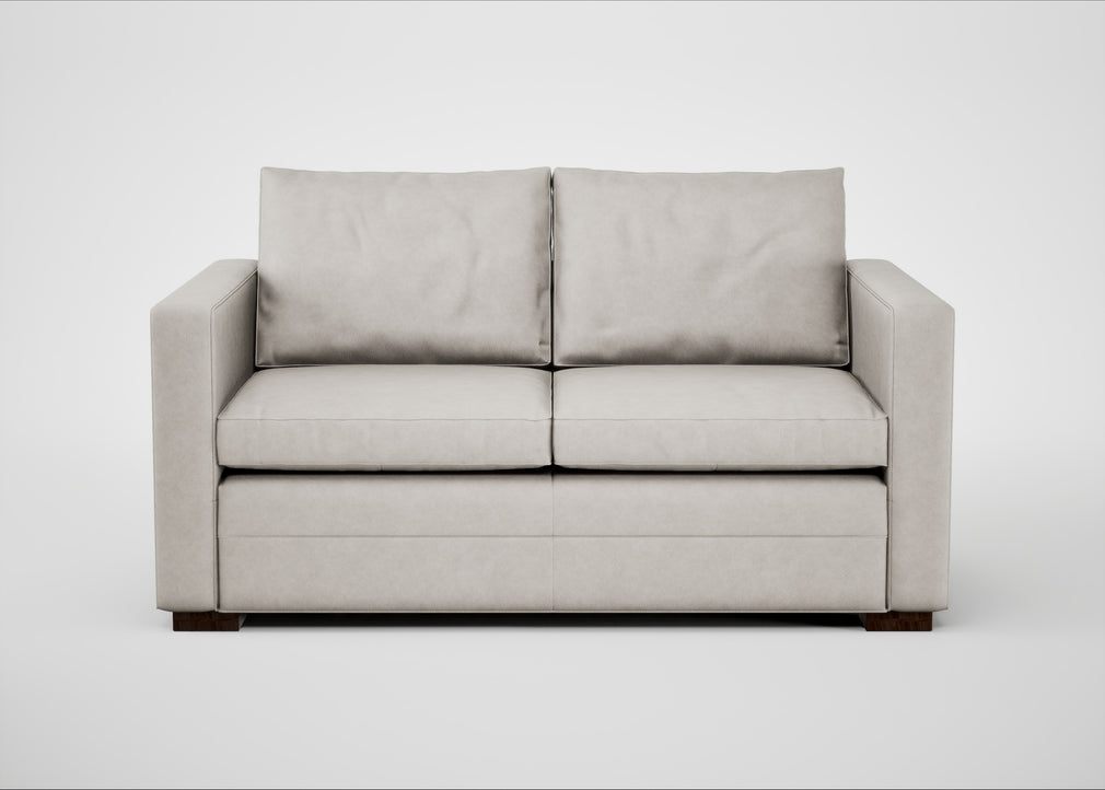 Palermo 2 Seater Sofa Leather Grain White 000 / Walnut