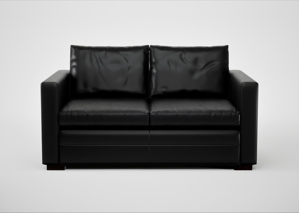 Palermo 2 Seater Sofa Leather Stonewash Black 263 / Black
