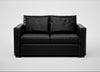 Palermo 2 Seater Sofa Leather Stonewash Black 263 / Walnut and Brass