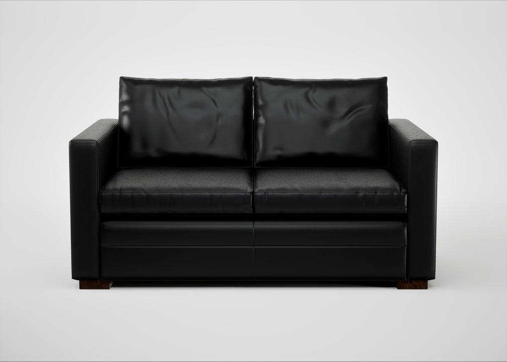 Palermo 2 Seater Sofa Leather Stonewash Black 263 / Walnut