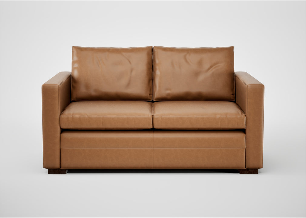 Palermo 2 Seater Sofa Leather Stonewash Toffee 277 / Walnut