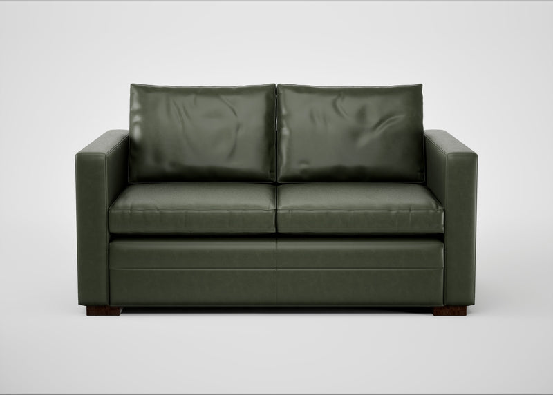 Palermo 2 Seater Sofa Leather Stonewash Vintage Green 278 / Walnut and Brass