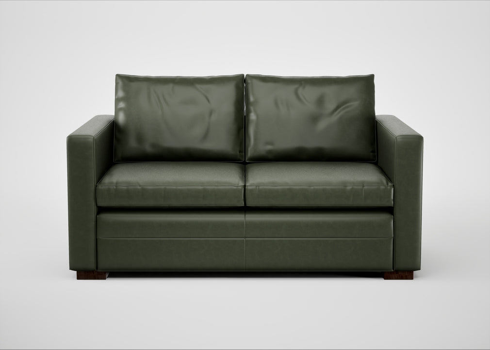 Palermo 2 Seater Sofa Leather Stonewash Vintage Green 278 / Walnut