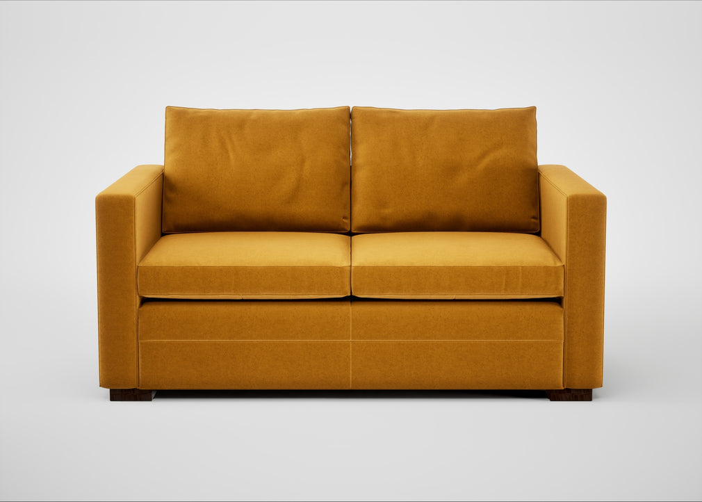 Palermo 2 Seater Sofa Nobilis Velvet Mustard / Walnut
