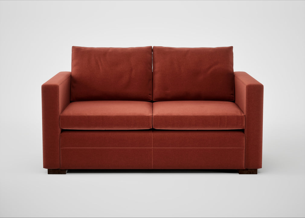 Palermo 2 Seater Sofa Nobilis Velvet Rust / Walnut and Brass