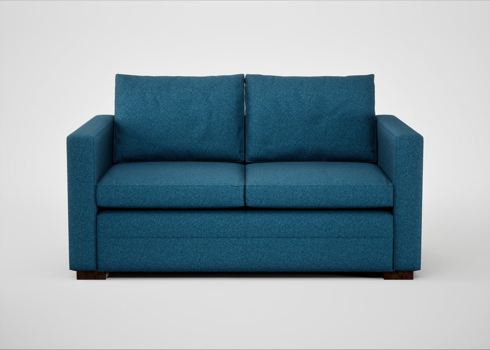 Palermo 2 Seater Sofa St Moritz Wool Blue / Walnut and Brass