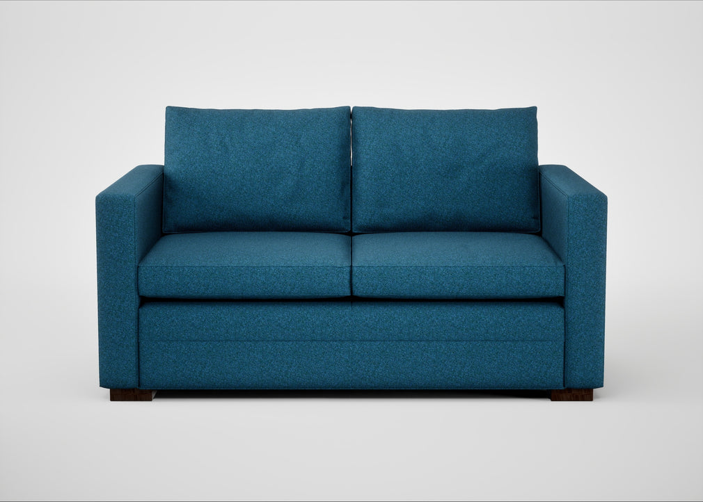 Palermo 2 Seater Sofa St Moritz Wool Blue / Walnut