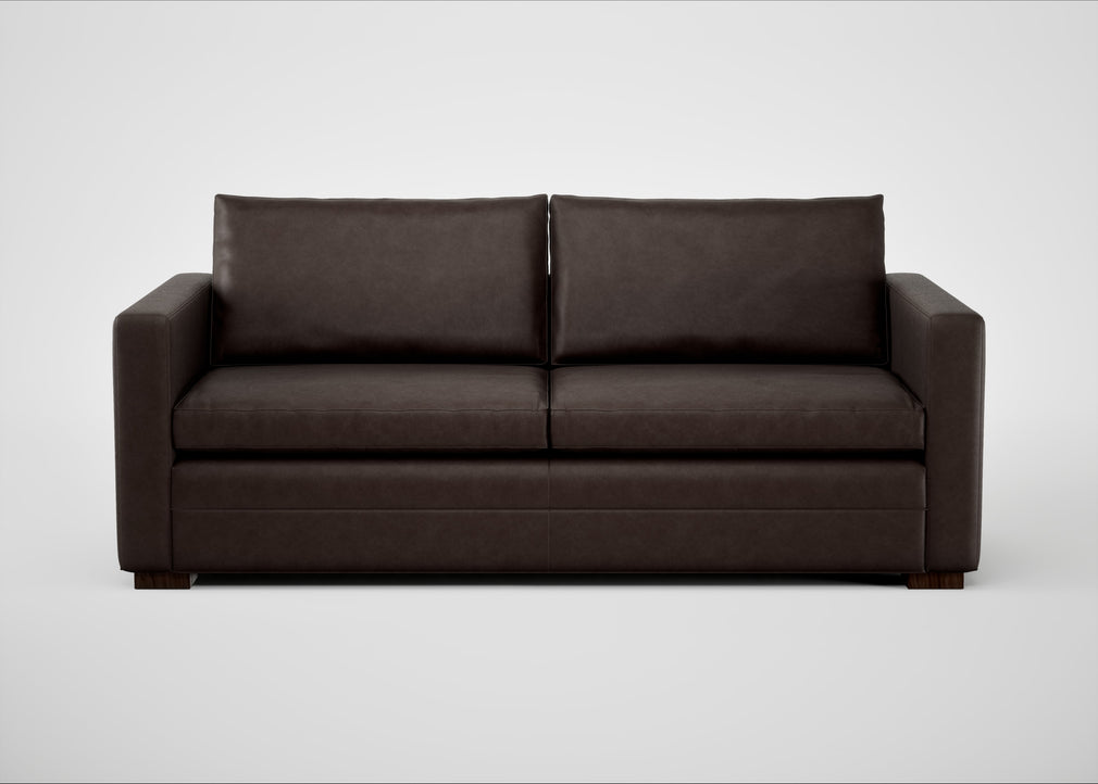 Palermo 3 Seater Sofa Leather Grain Chocolate 066 / Walnut and Brass