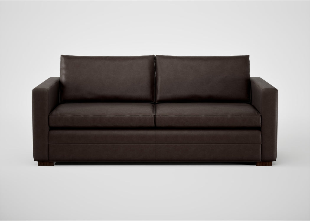 Palermo 3 Seater Sofa Leather Grain Chocolate 066 / Walnut and Brass
