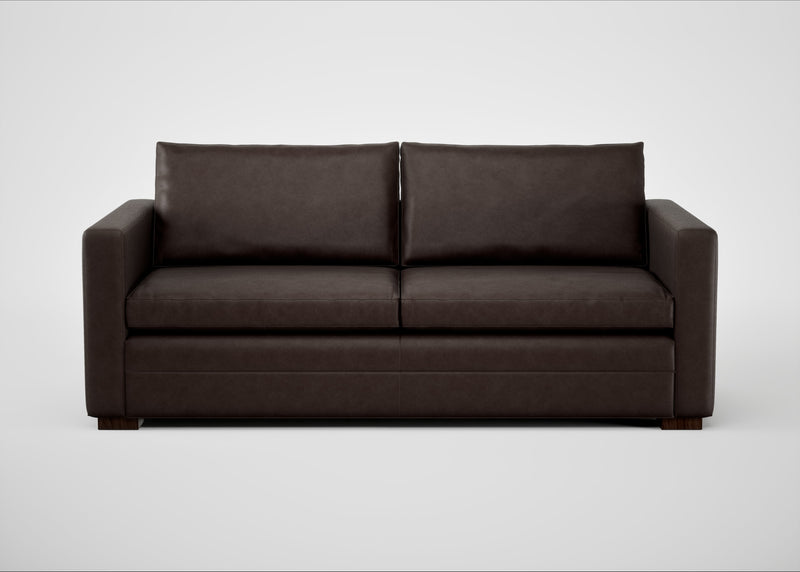 Palermo 3 Seater Sofa Leather Grain Chocolate 066 / Walnut and Brass