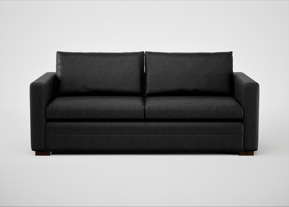 Palermo 3 Seater Sofa Leather Grain Graphite 063 / Walnut