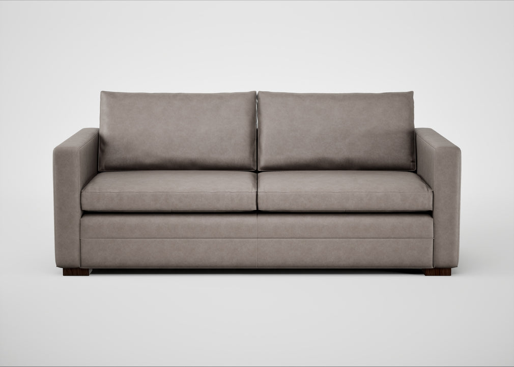 Palermo 3 Seater Sofa Leather Grain Light Grey 060 / Walnut