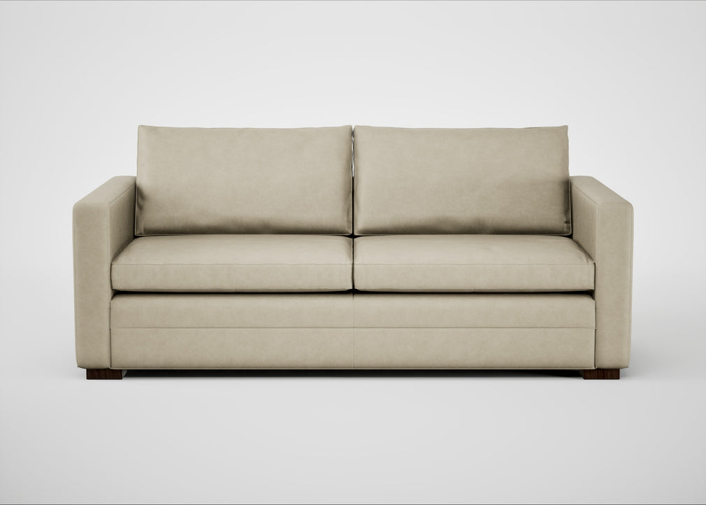 Palermo 3 Seater Sofa Leather Grain Storm 006 / Walnut and Brass