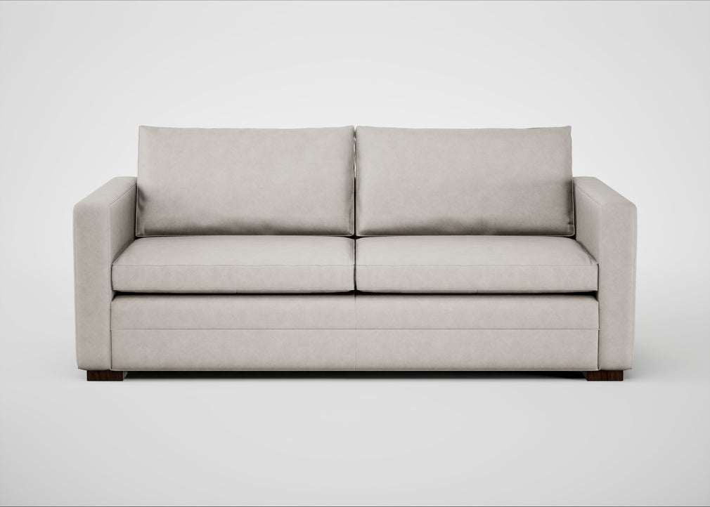 Palermo 3 Seater Sofa Leather Grain White 000 / Walnut and Brass