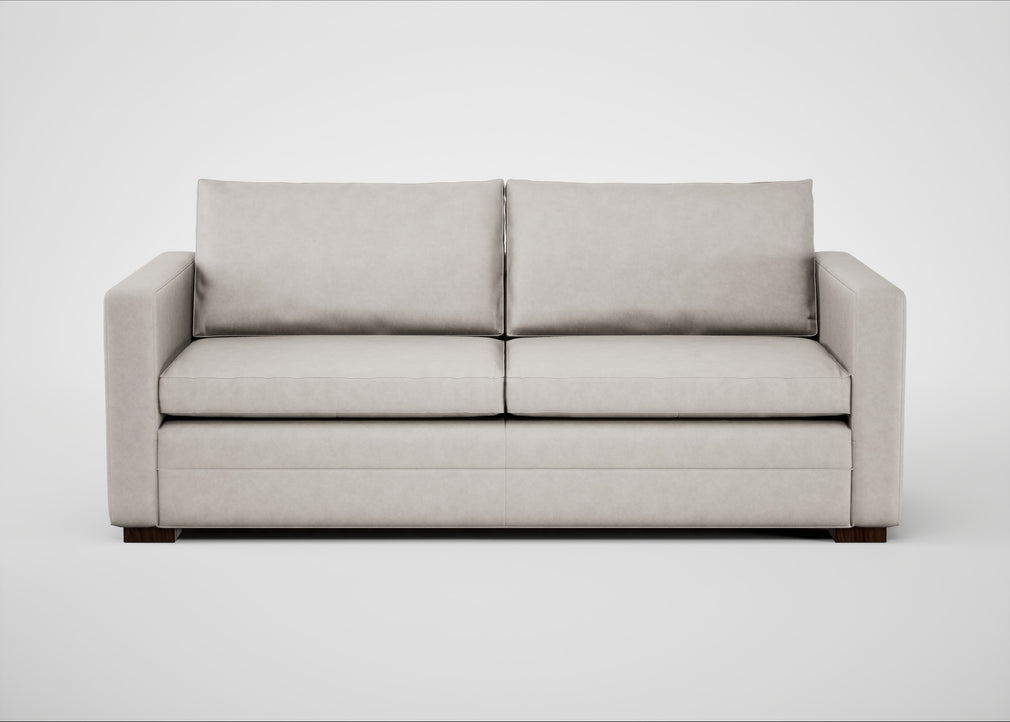 Palermo 3 Seater Sofa Leather Grain White 000 / Walnut