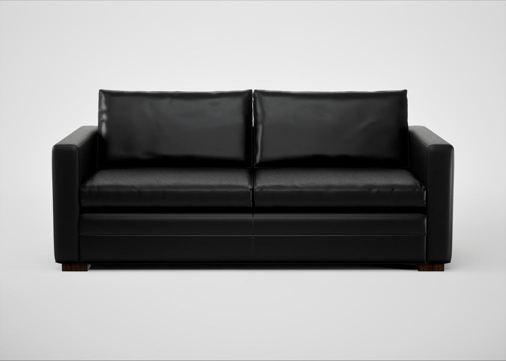Palermo 3 Seater Sofa Leather Stonewash Black 263 / Walnut