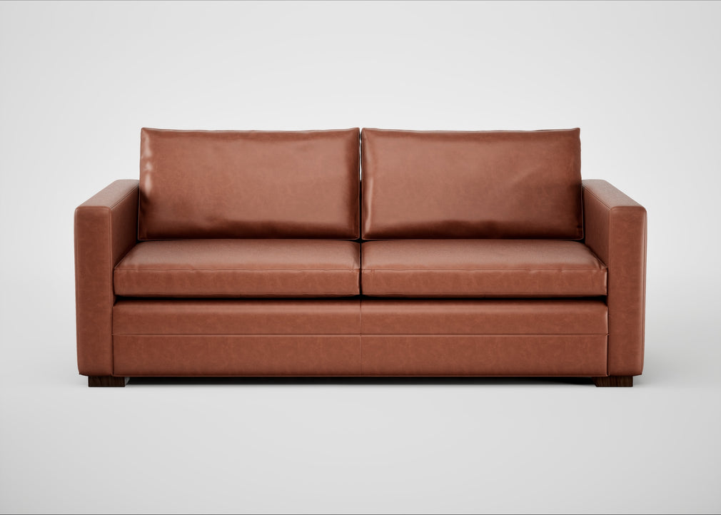Palermo 3 Seater Sofa Leather Stonewash Light Brown 274 / Walnut and Brass