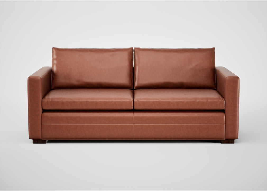 Palermo 3 Seater Sofa Leather Stonewash Light Brown 274 / Walnut