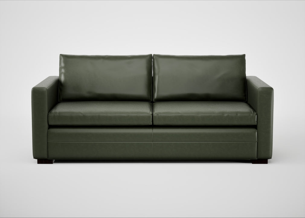 Palermo 3 Seater Sofa Leather Stonewash Vintage Green 278 / Black