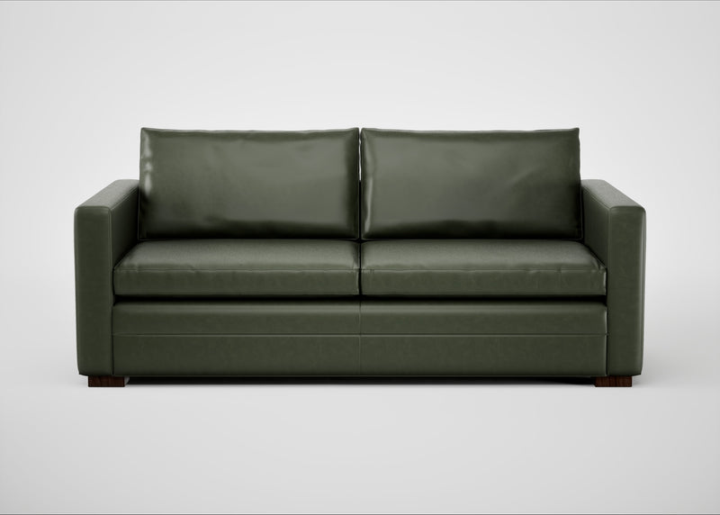 Palermo 3 Seater Sofa Leather Stonewash Vintage Green 278 / Walnut and Brass