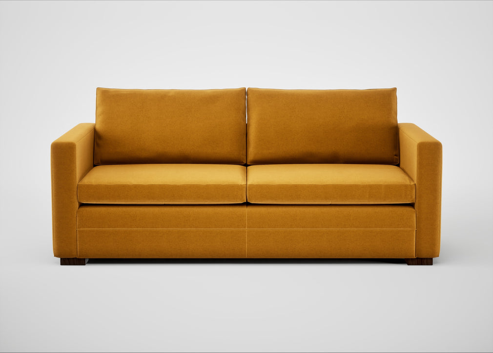 Palermo 3 Seater Sofa Nobilis Velvet Mustard / Walnut and Brass