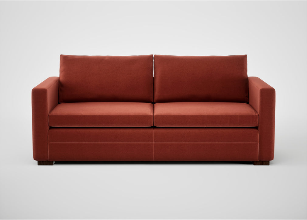 Palermo 3 Seater Sofa Nobilis Velvet Rust / Walnut and Brass