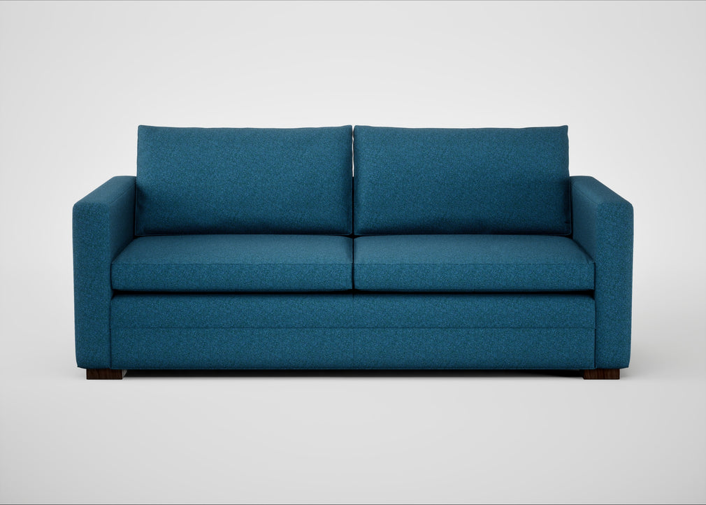 Palermo 3 Seater Sofa St Moritz Wool Blue / Walnut and Brass