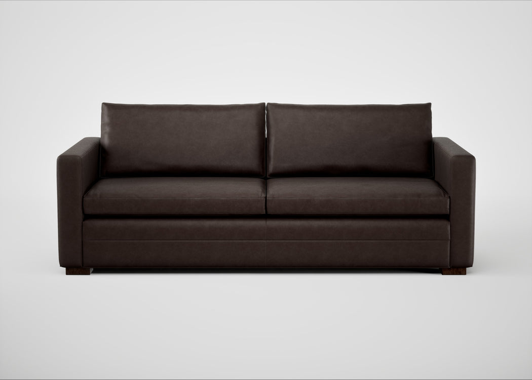 Palermo 4 Seater Sofa Leather Grain Chocolate 066 / Walnut and Brass