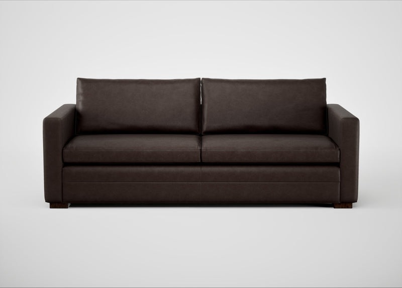 Palermo 4 Seater Sofa Leather Grain Chocolate 066 / Walnut and Brass