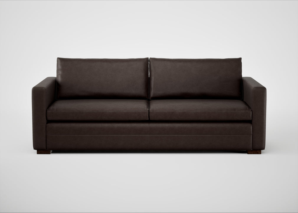 Palermo 4 Seater Sofa Leather Grain Chocolate 066 / Walnut and Brass
