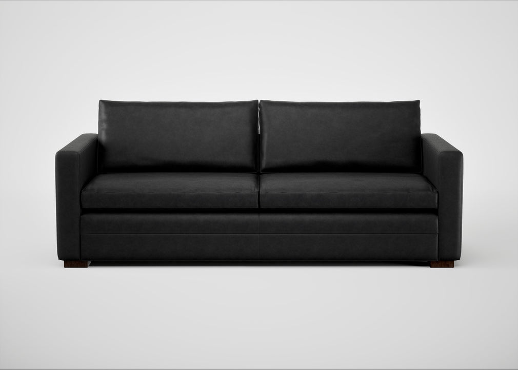 Palermo 4 Seater Sofa Leather Grain Graphite 063 / Walnut and Brass