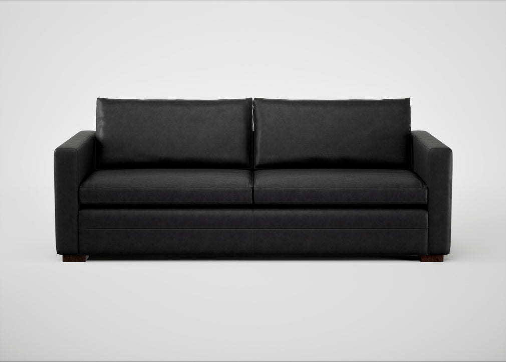 Palermo 4 Seater Sofa Leather Grain Graphite 063 / Walnut