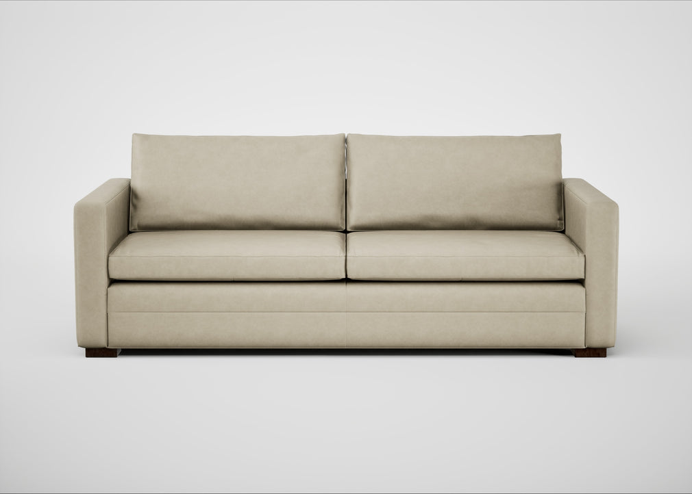 Palermo 4 Seater Sofa Leather Grain Storm 006 / Walnut and Brass