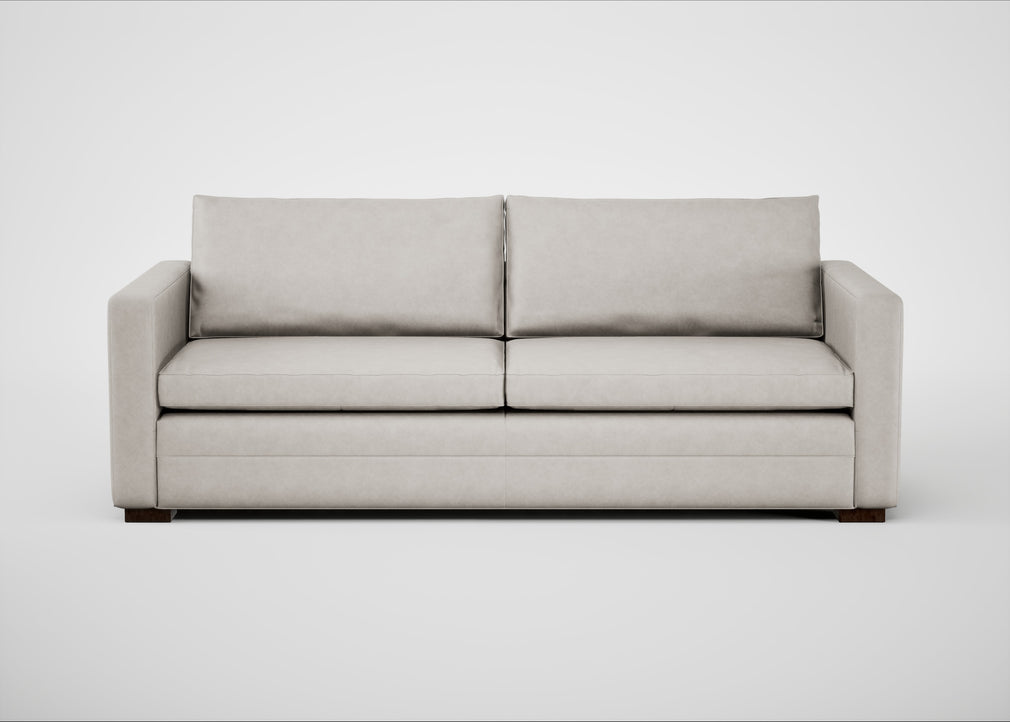 Palermo 4 Seater Sofa Leather Grain White 000 / Walnut and Brass
