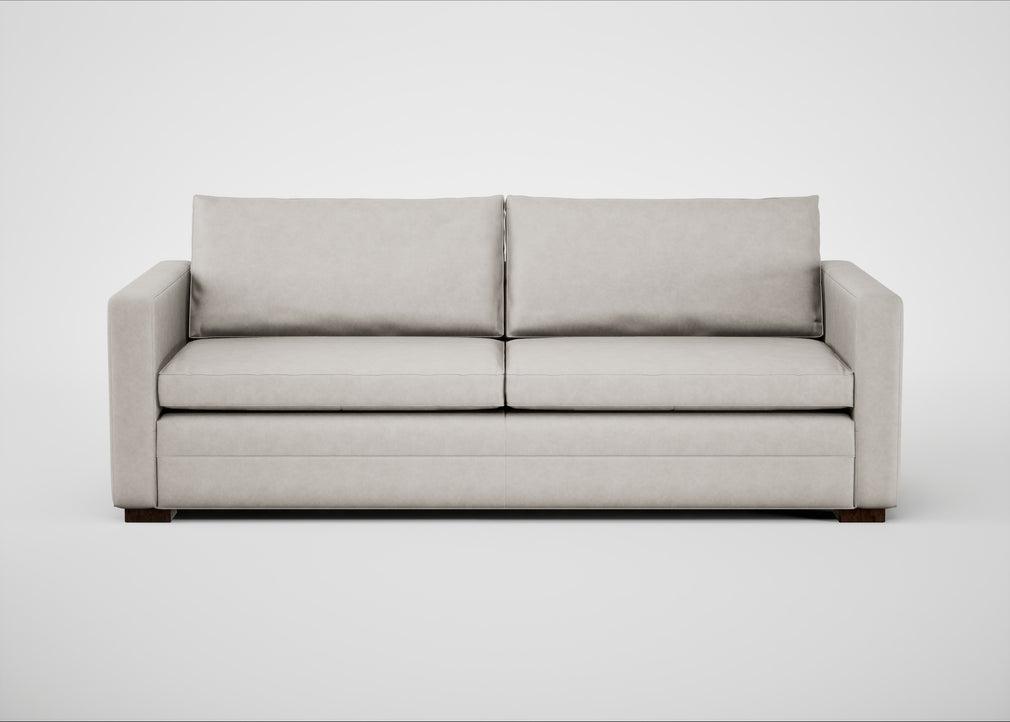Palermo 4 Seater Sofa Leather Grain White 000 / Walnut