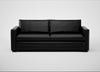 Palermo 4 Seater Sofa Leather Stonewash Black 263 / Walnut and Brass