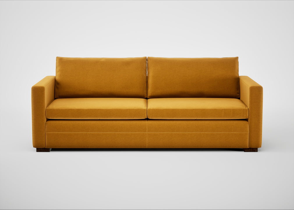 Palermo 4 Seater Sofa Nobilis Velvet Mustard / Walnut and Brass